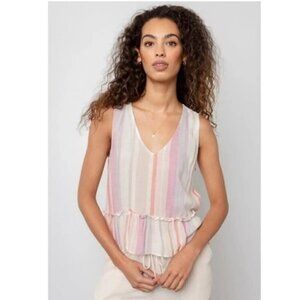 Rails Mira pink peplum linen blouse size XS